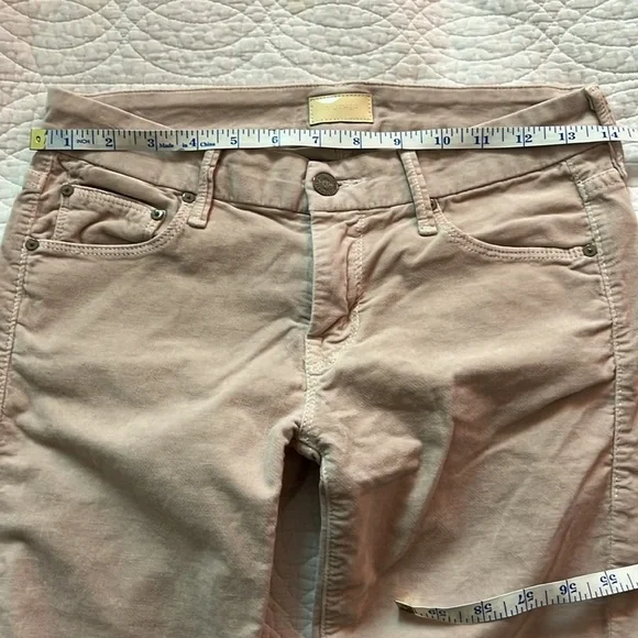 MOTHER The Looker Velvet Pant Jean Mauve Pink Size 27 Skinny Ankle Crop - Picture 10 of 14